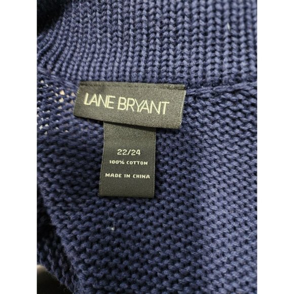 Lane Bryant Womens Navy Knit Zip Up Wide Sleeve Top Size 22/24 - Picture 7 of 7